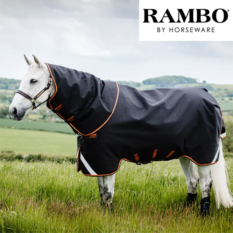 Horseware Rambo Supreme Turnout Heavyweight 420g - Black/Orange
